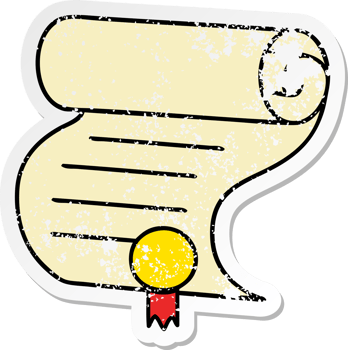 distressed sticker of a cute cartoon important document png