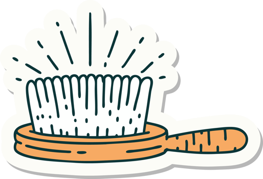 sticker of tattoo style hairbrush png