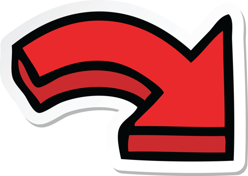 sticker of a cute cartoon pointing arrow png