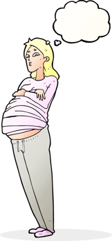 cartoon pregnant woman with thought bubble png