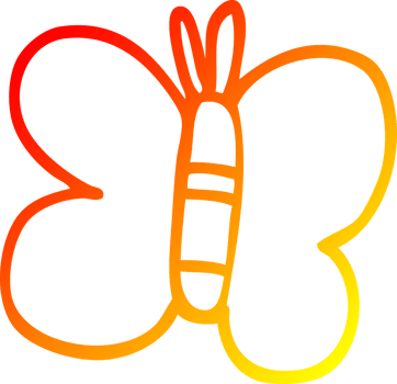 warm gradient line drawing cartoon butterfly png