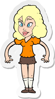 sticker of a cartoon pretty woman png