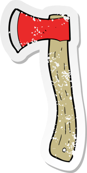 retro distressed sticker of a cartoon axe drawing png