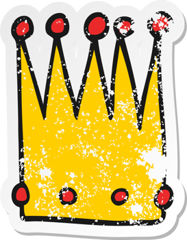 distressed sticker of a cartoon simple crown png