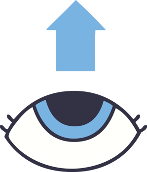 flat color retro cartoon of a eye looking up png