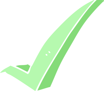 flat color illustration of a cartoon tick symbol png