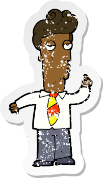 retro distressed sticker of a cartoon bored man asking question png