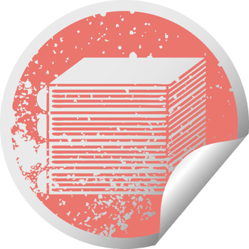 distressed circular peeling sticker symbol of a stack of books png