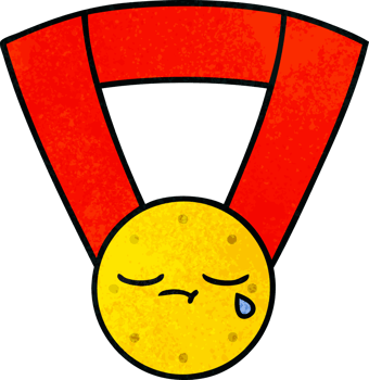 retro grunge texture cartoon of a gold medal png