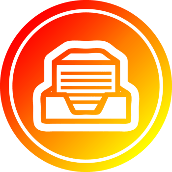 office paper stack circular icon with warm gradient finish png