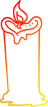 warm gradient line drawing of a cartoon candle png