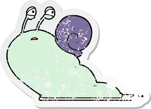 distressed sticker of a cartoon slug png