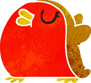 hand drawn retro cartoon cute kawaii red robin png