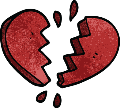 cartoon doodle broken heart png