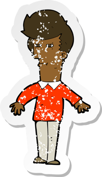 retro distressed sticker of a cartoon suspicious man png
