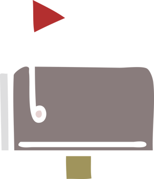 flat color retro cartoon of a mail box png