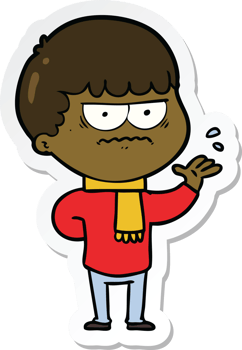 sticker of a cartoon annoyed man png