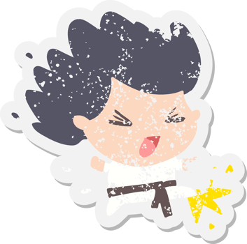 cartoon kicking karate champ grunge sticker png
