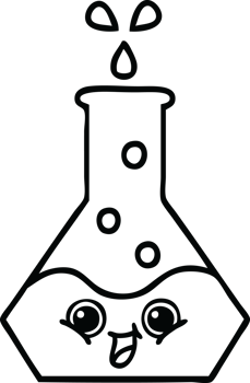 line drawing cartoon of a science beaker png