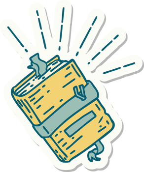 sticker of a tattoo style old bound notebook png