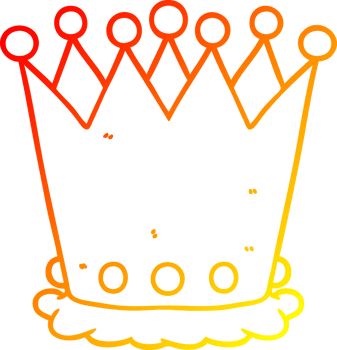 warm gradient line drawing of a cartoon crown png