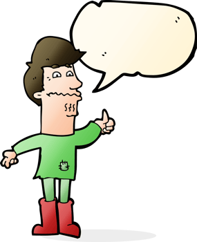 cartoon nervous man with speech bubble png