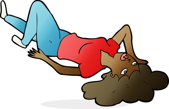 cartoon woman lying on floor png