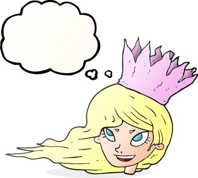 thought bubble cartoon woman with blowing hair png