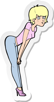 sticker of a cartoon woman looking at something png