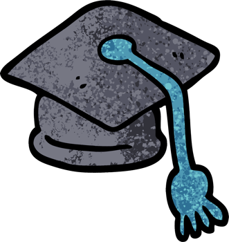 grunge textured illustration cartoon graduation hat png
