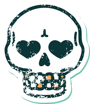 iconic distressed sticker tattoo style image of a skull png