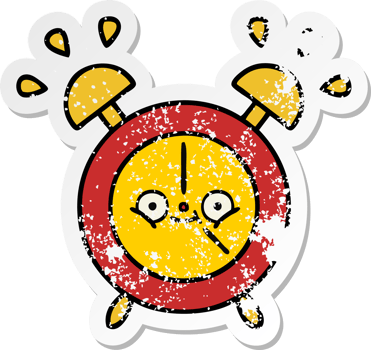distressed sticker of a cute cartoon alarm clock png