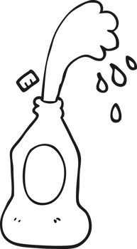 black and white cartoon squirting lotion bottle png