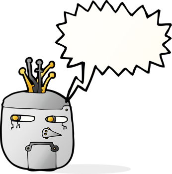 cartoon robot head with speech bubble png