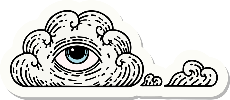 sticker of tattoo in traditional style of an all seeing eye cloud png