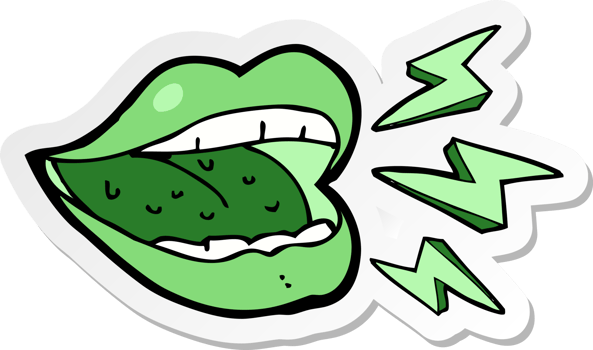sticker of a cartoon smiling halloween mouth png