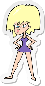 sticker of a cartoon angry woman in dress png