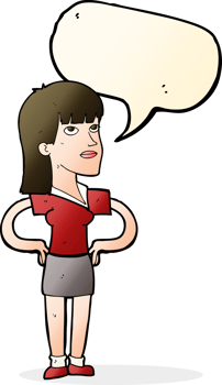 cartoon woman with hands on hips with speech bubble png