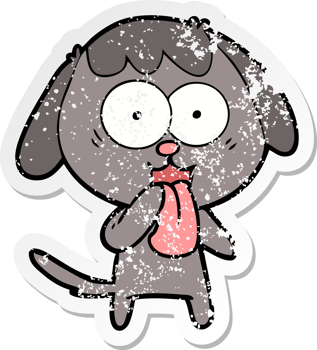 distressed sticker of a cute cartoon dog png