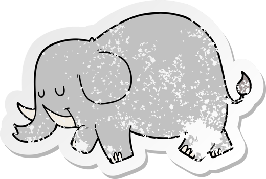 distressed sticker of a cartoon elephant png