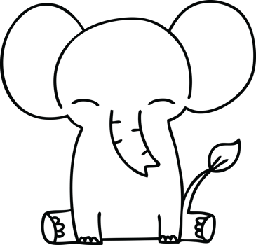 line drawing quirky cartoon elephant png