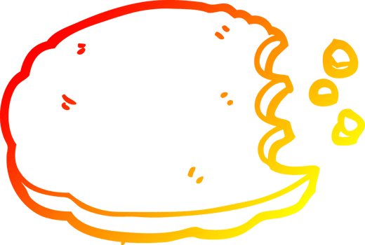 warm gradient line drawing of a cartoon cookie png