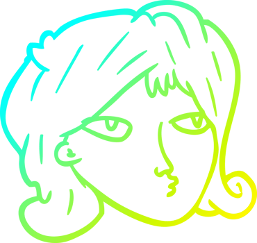 cold gradient line drawing of a woman png