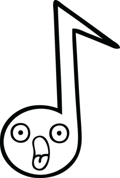 line drawing cartoon of a musical note png