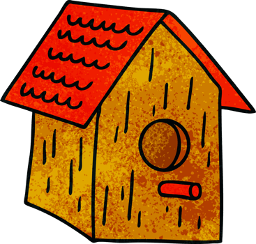 hand drawn textured cartoon doodle of a wooden bird house png