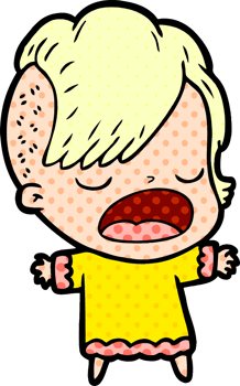 cartoon cool hipster girl talking png