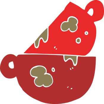 flat color illustration of a cartoon stack of dirty coffee cups png