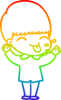 rainbow gradient line drawing of a cartoon funny boy png