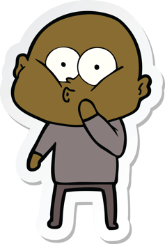 sticker of a cartoon bald man staring png