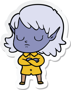 sticker of a cartoon elf girl png